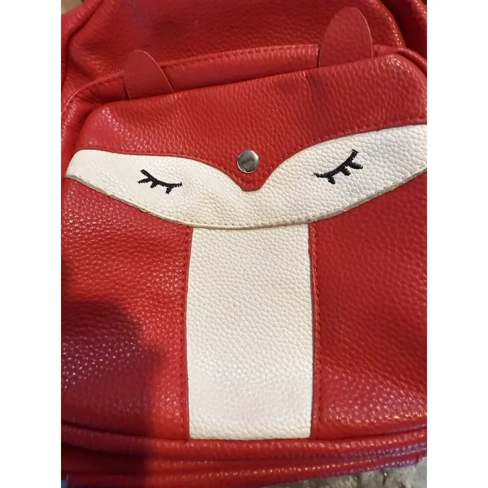 NEW Fox Backpack, orange,‎ mini, purse, leather like, lined